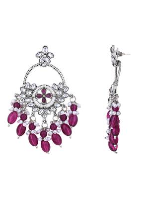 Traditional handcrafted kundan pearl chandbali dangle earrings for women  2