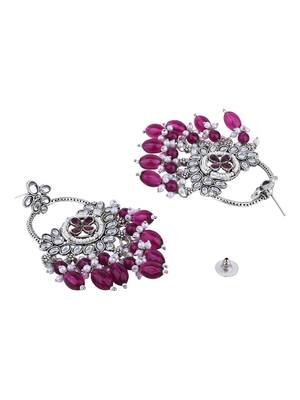Traditional handcrafted kundan pearl chandbali dangle earrings for women  3