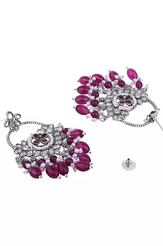 Traditional handcrafted kundan pearl chandbali dangle earrings for women 