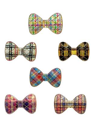 Set of 6 multicolour plaid bow sarees brooch | combo set saree pin 2