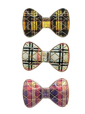 Set of 6 multicolour plaid bow sarees brooch | combo set saree pin 3