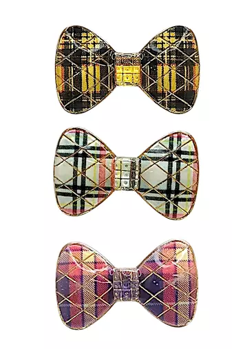 Set of 6 multicolour plaid bow sarees brooch | combo set saree pin