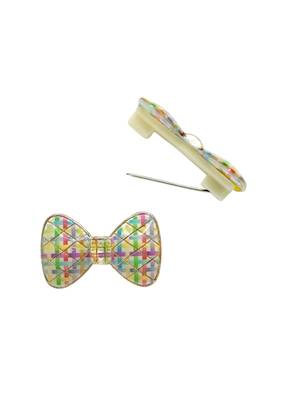 Set of 6 multicolour plaid bow sarees brooch | combo set saree pin 4