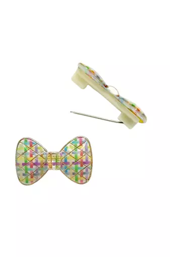Set of 6 multicolour plaid bow sarees brooch | combo set saree pin
