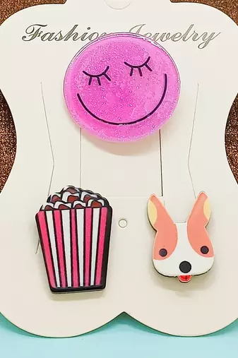 Set of 3 multicolour lapel pin combo for kids