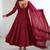 Designer Maroon Embroidered Anarkali Dress With Ruffle Dupatta Ethnic Wear For Women