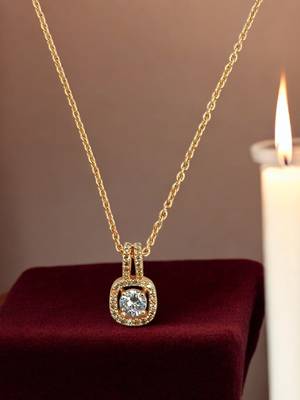 Gold plated american diamond studded pendant with chain 1