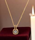 Gold plated american diamond studded pendant with chain