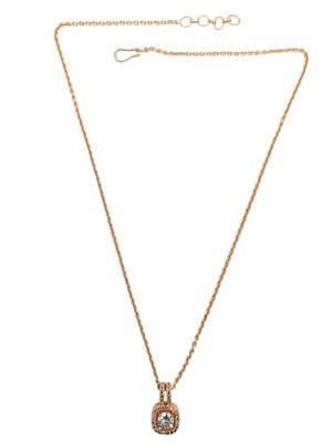 Gold plated american diamond studded pendant with chain 3