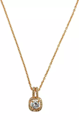 Gold plated american diamond studded pendant with chain