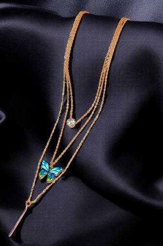 Gold-plated butterfly layered link chain