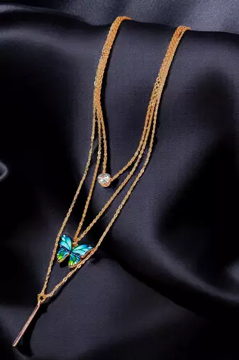 Gold-plated butterfly layered link chain