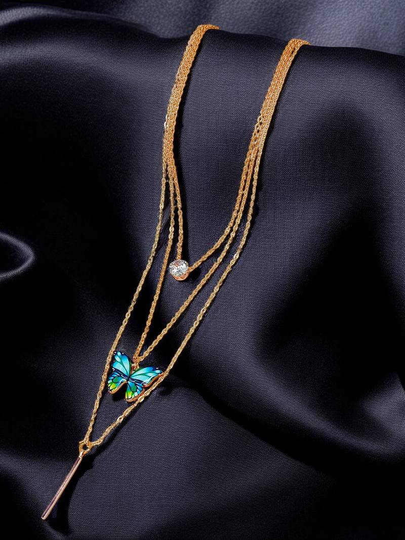 Gold-plated butterfly layered link chain