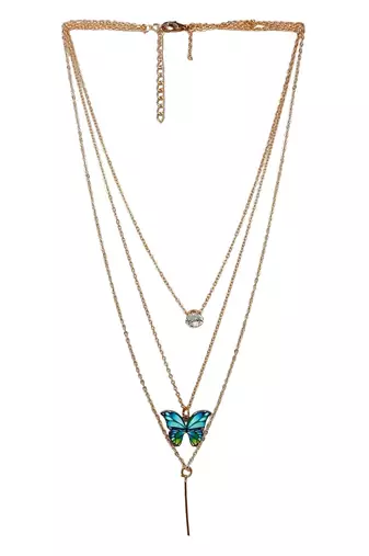 Gold-plated butterfly layered link chain
