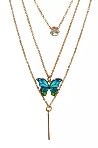 Gold-plated butterfly layered link chain