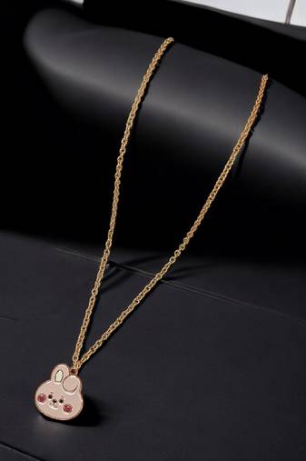 Gold plated cute bts cooky pendant with chain