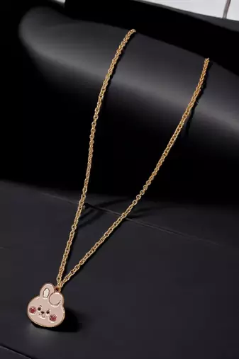 Gold plated cute bts cooky pendant with chain