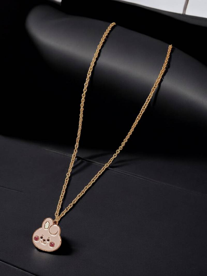 Gold plated cute bts cooky pendant with chain
