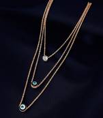 Gold-plated evil eye cz 3 layer link chain