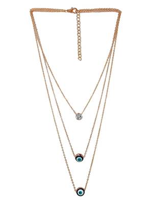 Gold-plated evil eye cz 3 layer link chain 2