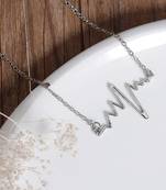 Silver plated heart beat pendant with chain