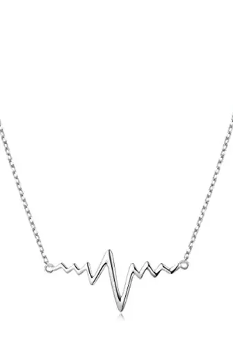 Silver plated heart beat pendant with chain