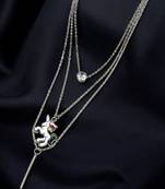 Silver-plated layered unicorn pendant chain
