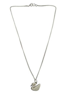 Silver-plated cream duck pendant with chain for women 1