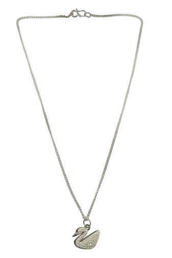 Silver-plated cream duck pendant with chain for women