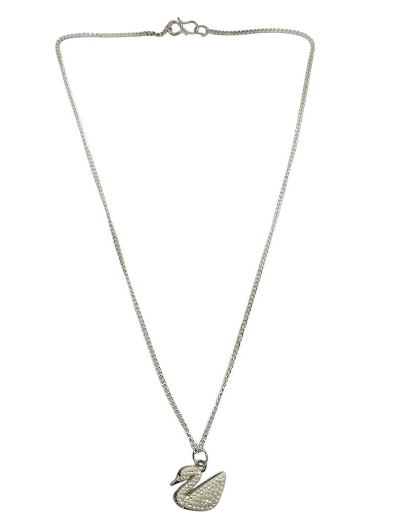 Silver-plated cream duck pendant with chain for women