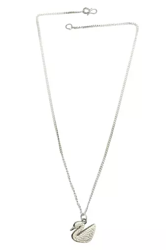 Silver-plated cream duck pendant with chain for women