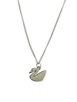 Silver-plated cream duck pendant with chain for women 3