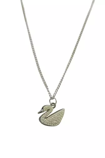 Silver-plated cream duck pendant with chain for women
