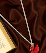 Silver-plated red duck pendant with chain