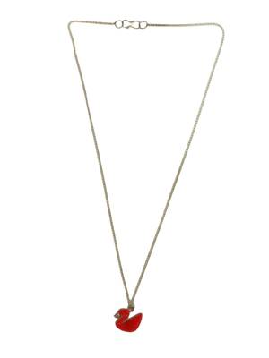 Silver-plated red duck pendant with chain 2