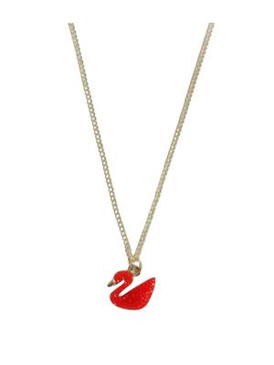 Silver-plated red duck pendant with chain 4