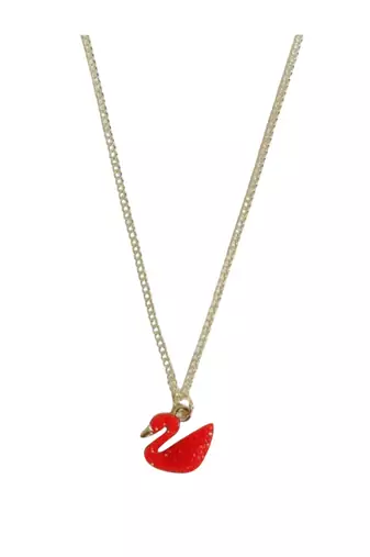 Silver-plated red duck pendant with chain