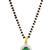 Gold plated black beaded green ad stone mangalsutra with earrings