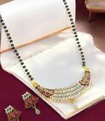 Gold-plated zirconia studded mangalsutra set | mangalsutra with chain and earrings