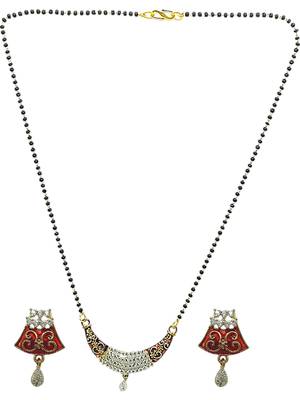 Gold-plated zirconia studded mangalsutra set | mangalsutra with chain and earrings 2