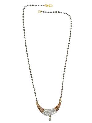 Gold-plated zirconia studded mangalsutra set | mangalsutra with chain and earrings 3