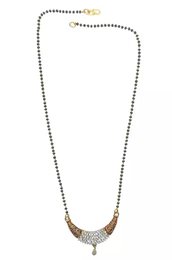 Gold-plated zirconia studded mangalsutra set | mangalsutra with chain and earrings