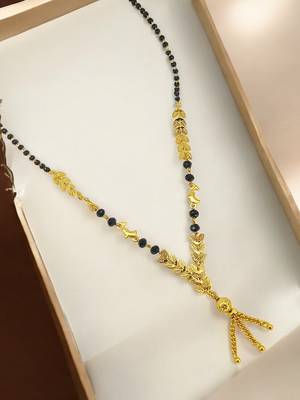 Gold plated leaf pattern chain with pendant mangalsutra 1