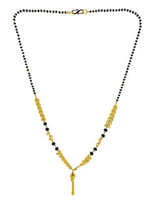 Gold plated leaf pattern chain with pendant mangalsutra 2