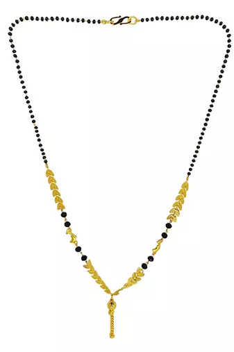 Gold plated leaf pattern chain with pendant mangalsutra