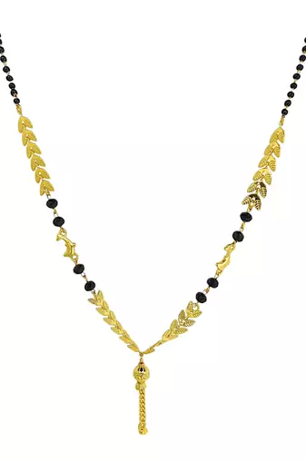 Gold plated leaf pattern chain with pendant mangalsutra