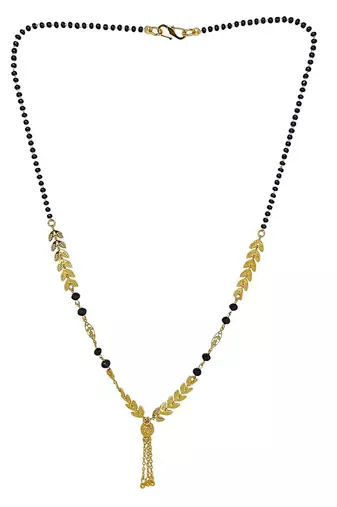 Leaf pattern gold plated chain with pendant mangalsutra