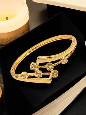 Gold plated statement kada bracelet 1