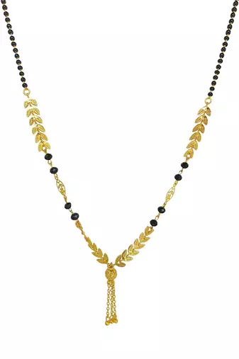 Leaf pattern gold plated chain with pendant mangalsutra