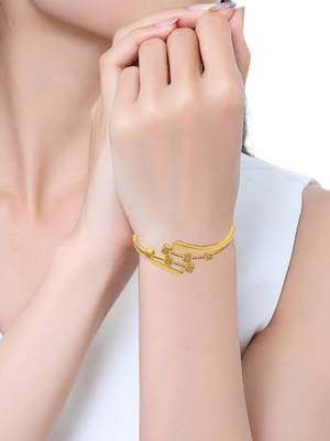 Gold plated statement kada bracelet 5